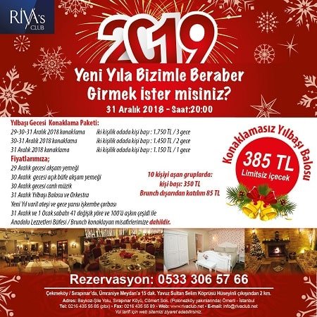 Riva’s Club Otel İstanbul Yılbaşı 2019