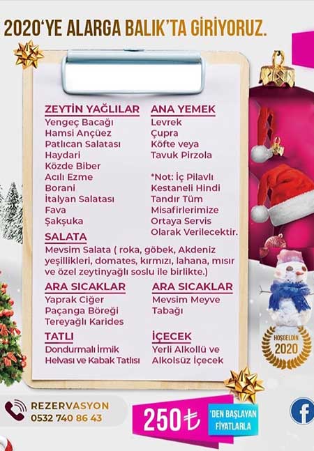 Alarga Balık Restaurant Florya Yılbaşı 2020