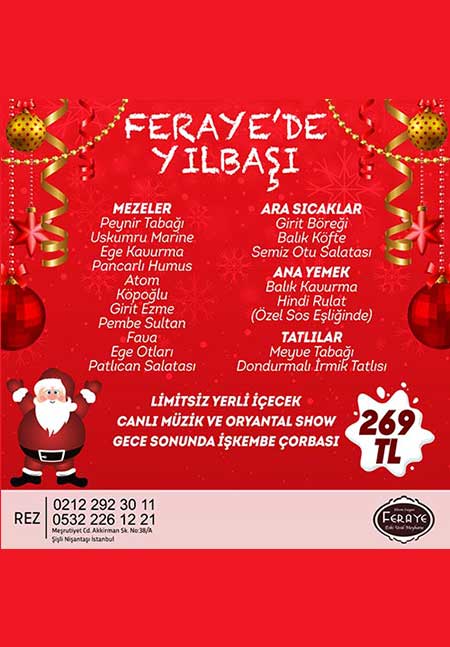 Feraye Restaurant İstanbul Yılbaşı 2020