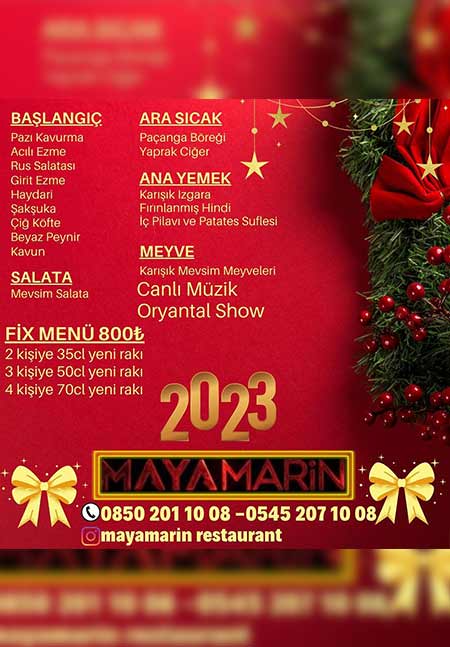 Maya Marin Restaurant Yılbaşı Programı 2023